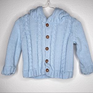 2H Knits boutique blue cable knit hoodie sweater